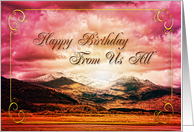 From Us All Birthday Sunset on the Mountains card