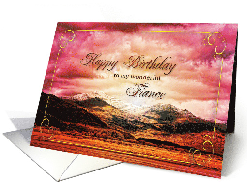 Fiance Birthday Sunset on the Mountains card (822273)