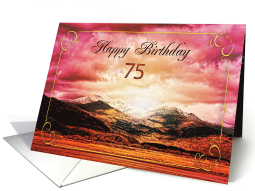 75th Birthday, Sunset on the Mountains card (822558)