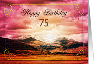 75th Birthday, Sunset on the Mountains card