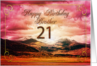 21st Birthday for Brother Sunset on the Mountains card