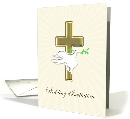 Wedding Invitation Golden Cross and Dove card (834164)