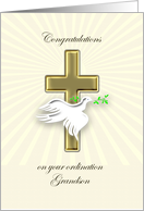Grandson, Ordination Congratulations, Dove and Cross card