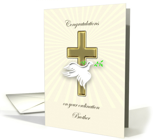 Brother, Ordination Congratulations, Dove and Cross card (842781)
