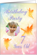 7th Birthday Party Fairies Add a Photo card
