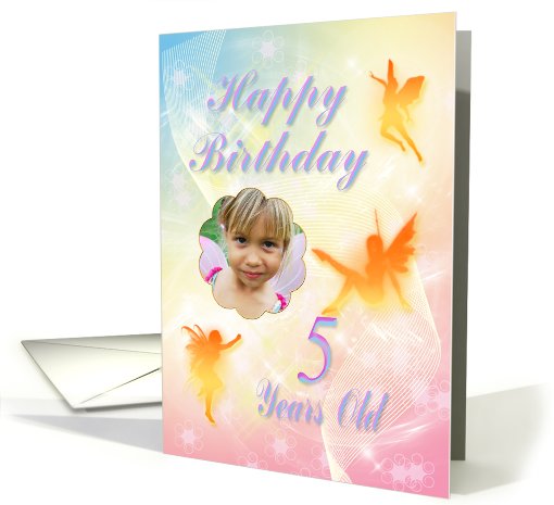 A beautiful Fairy 5th birthday photo card (852450)