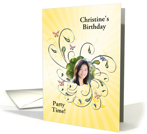 Yellow Sunburst Birthday Party Invitation card (853086)