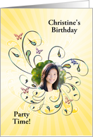Yellow Sunburst Birthday Party Invitation card