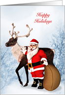 Customers, Santa Claus and a Reindeer card