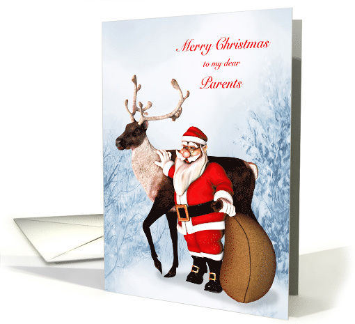 Parents, Christmas, Santa Claus and a Reindeer card (854149)