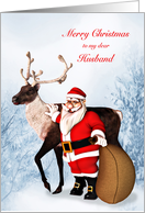 Husband, Christmas, Santa Claus and a Reindeer card