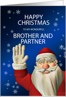 Brother & Partner, Waving Santa Christmas card