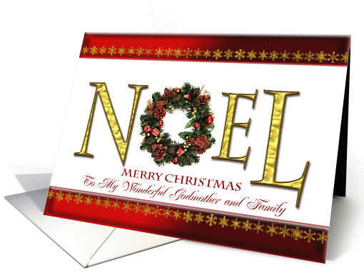 To Godmother and family, an elegant Christmas card (863708)