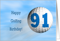 Age 91, Golfing birthday card. card