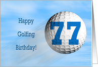 Age 77, Golfing birthday card. card