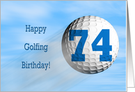 Age 74, Golfing birthday card. card