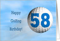 Age 58, Golfing birthday card. card