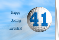 Age 41, Golfing birthday card. card