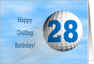 Age 28, Golfing birthday card. card
