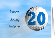 Age 20, Golfing birthday card. card