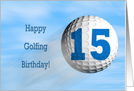 Age 15, Golfing birthday card. card