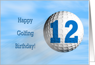 Age 12, Golfing birthday card. card