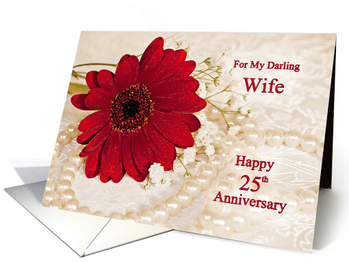 25th Wedding Anniversary for Wife, Red Daisy card (874481)