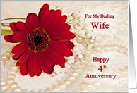 4th Wedding Anniversary for Wife, Red Daisy card