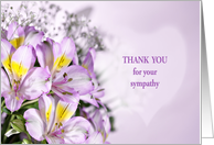 Thank you for Sympathy with Alstroemeria Lily Flowers card