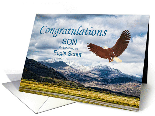 Son, Congratulations Eagle Scout, Eagle and Mountains card (878623)