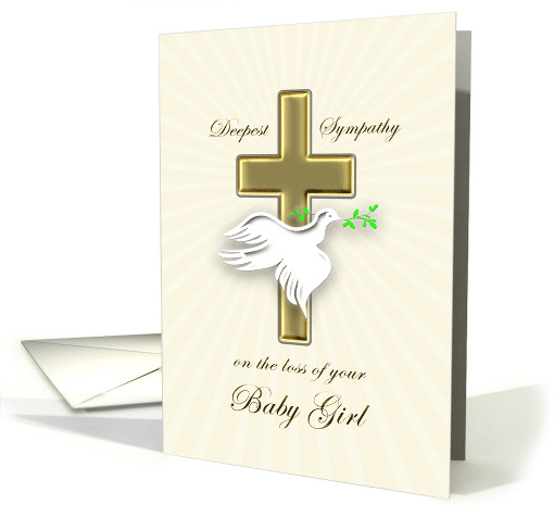 Baby Girl Sympathy Golden Cross card (880175)