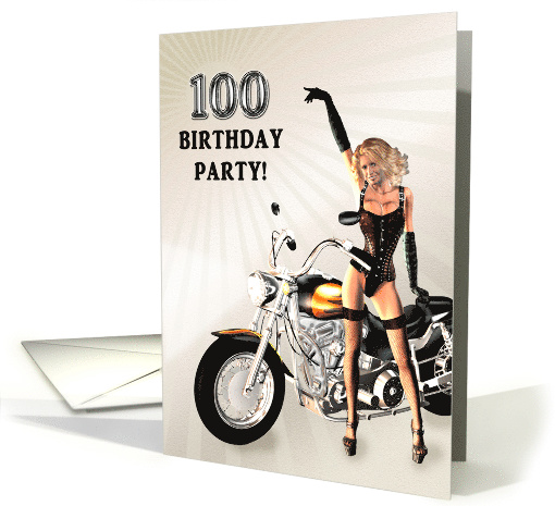 100 Birthday Party Sexy Girl and a Bike card (880415)