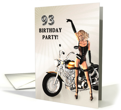 93rd Birthday Party Sexy Girl and a Bike card (880442)