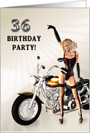36th Birthday Party Sexy Girl and a Bike card