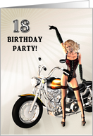 18th Birthday Party Sexy Girl and a Bike card
