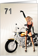 71st Birthday with a Sexy girl and a Motorbike card