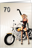 70th Birthday with a Sexy girl and a Motorbike card
