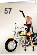 57th Birthday with a Sexy girl and a Motorbike card