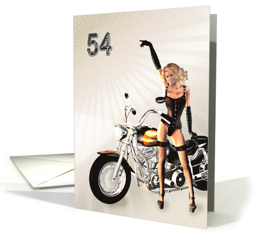 54th Birthday with a Sexy girl and a Motorbike card (880999)