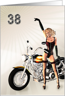 38th Birthday with a Sexy girl and a Motorbike card