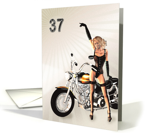 37th Birthday with a Sexy girl and a Motorbike card (881167)