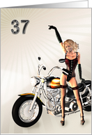 37th Birthday with a Sexy girl and a Motorbike card