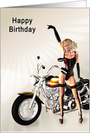 Birthday with a Sexy Girl and a Bike card