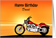 Birthday, Customize Name Motorbike in the Sunset card