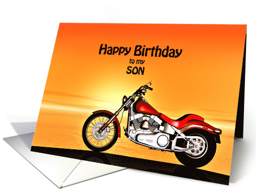 Son Birthday with a Motorbike in the Sunset card (891468)