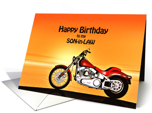 Son-in-Law, Birthday with a Motorbike in the Sunset card (891469)