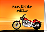 Son-in-Law, Birthday with a Motorbike in the Sunset card