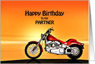 Partner, Birthday with a Motorbike in the Sunset card