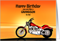 Like a Grandson, Birthday with a Motorbike in the Sunset card