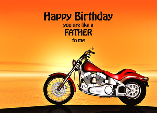 Like a Father, Motorbike in the sunset birthday card
